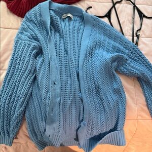 Hollister Light Blue Open-Knit Cardigan